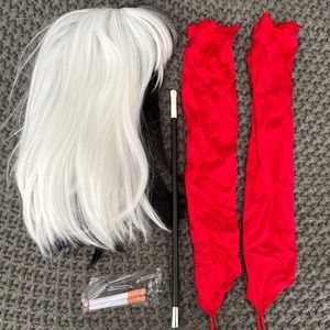 Cruella Costume Set with Black and White Wig